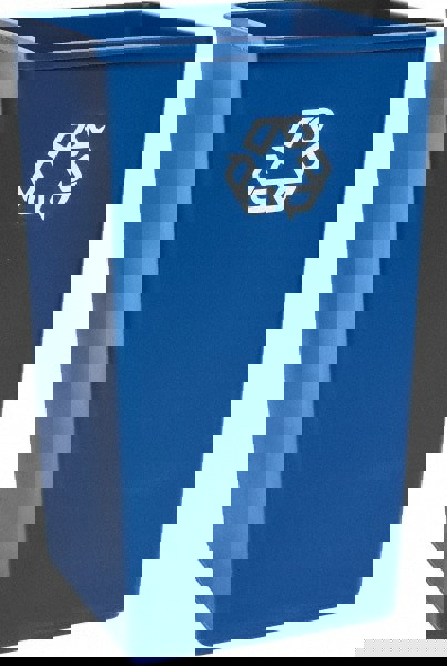 Square Recycling Container, 50 gal, Plastic, Blue